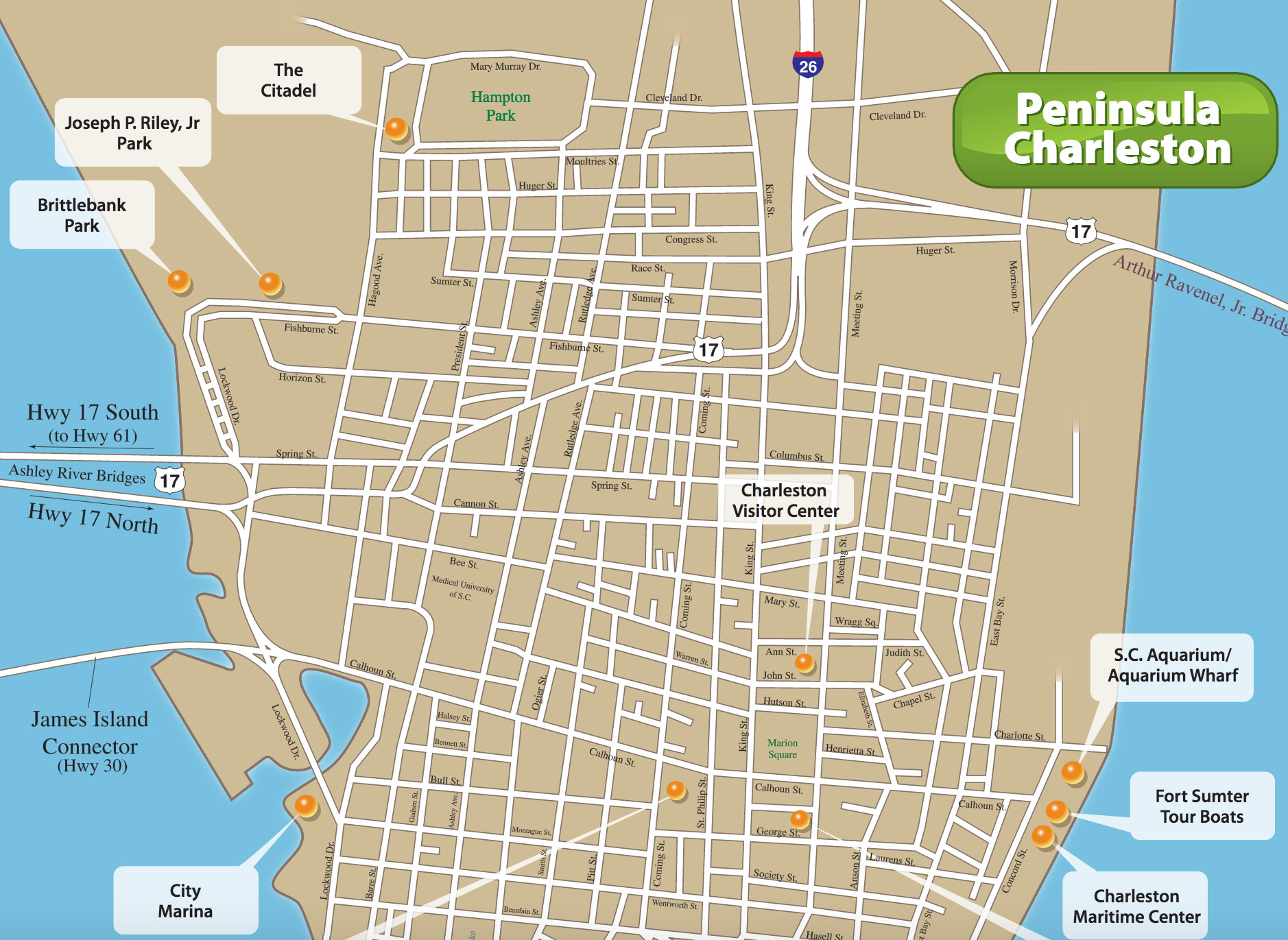 Downtown Charleston SC Map
