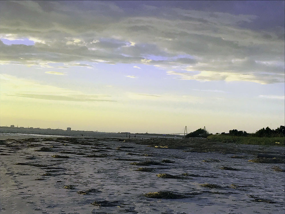 Sullivan's Island beach overlooking the Ravenel Bridge