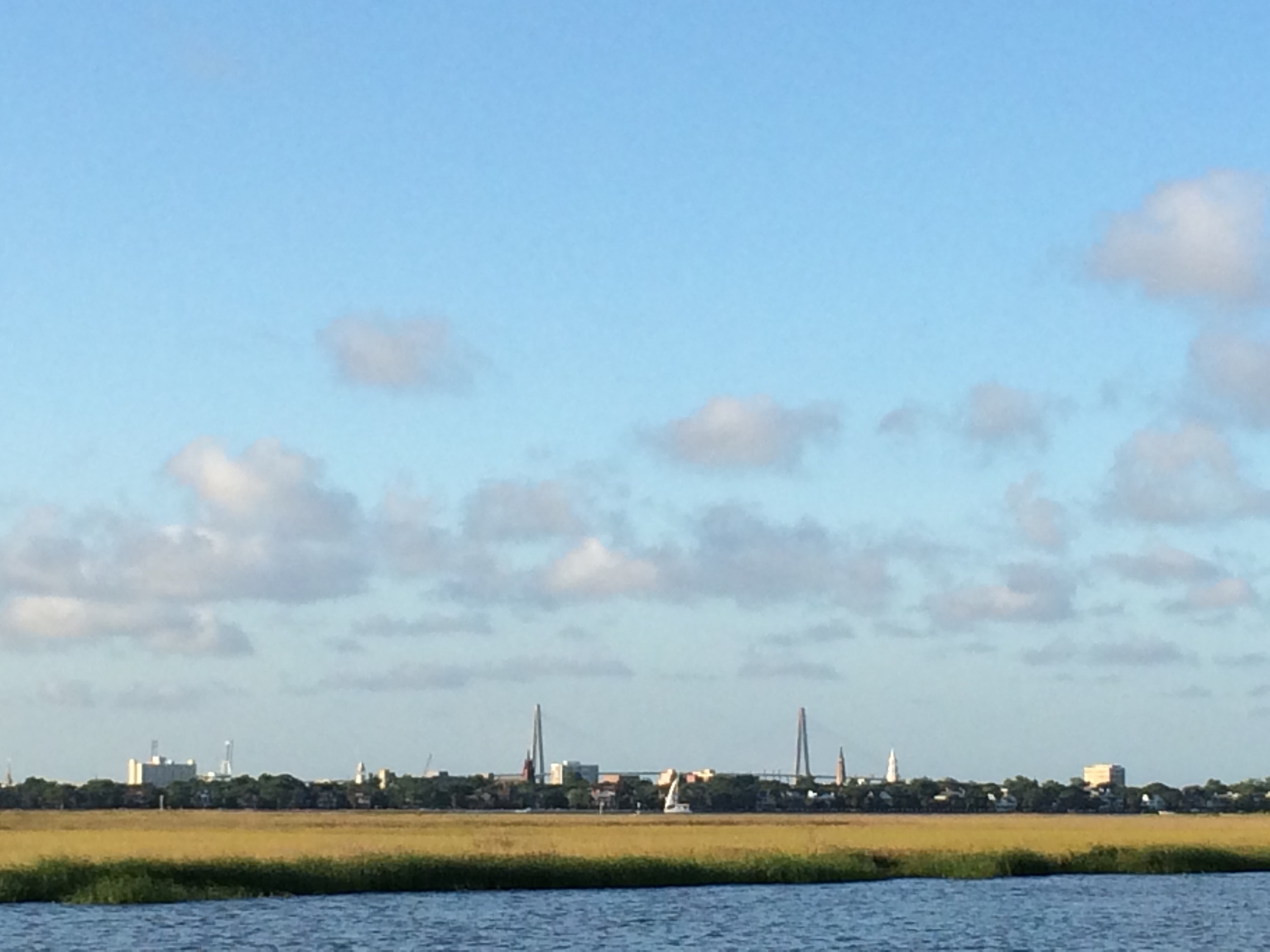 looking back at Charleston from James Island