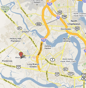Map of West Ashley Real Estate areas